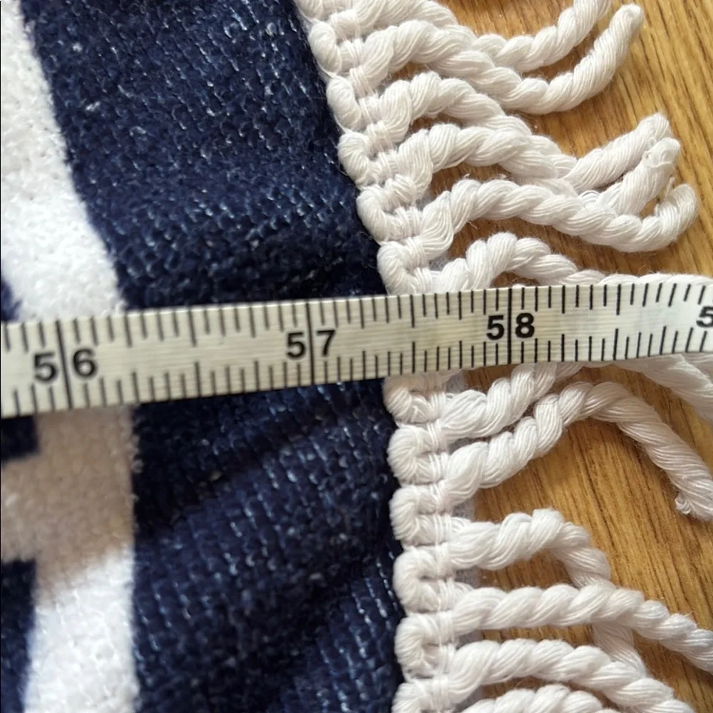 Blue and White Circular Beach Towel